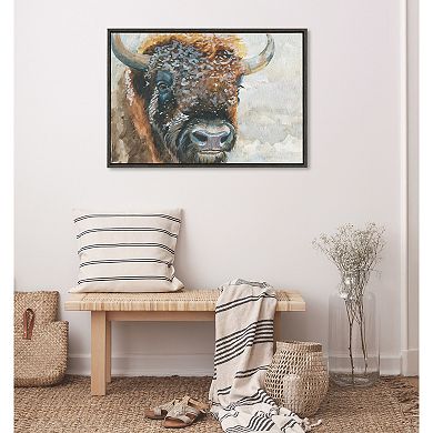 Sylvie Bison Framed Canvas by Jennifer Redstreake Geary of Redstreake Fine Art