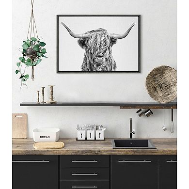 Sylvie Highland Cow 2 Framed Canvas by Simon Te of Tai Prints