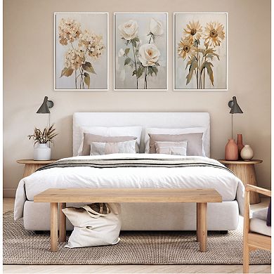 Sylvie Beaded Soft Hydrangeas Framed Canvas by The Creative Bunch Studio