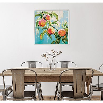 Sylvie Beaded Peach Tree Framed Canvas by The Creative Bunch Studio