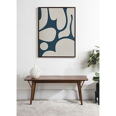 Sylvie Groovy Happy Abstract Dark Green Teal and Tan Framed Canvas by The Creative Bunch Studio