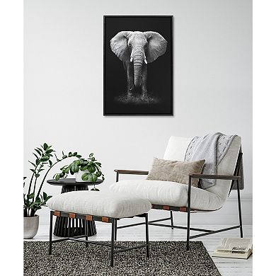 Sylvie African Elephant Safari Wildlife Animal BW Framed Canvas by Donvanstaden