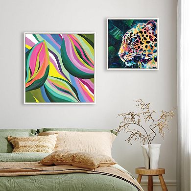 Sylvie Beaded Leopard Glow Framed Canvas by Rachel Christopoulos
