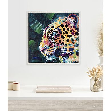 Sylvie Beaded Leopard Glow Framed Canvas by Rachel Christopoulos