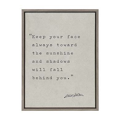 Sylvie Keep Your Face Walt Whitman Framed Canvas by Saint and Sailor Studios