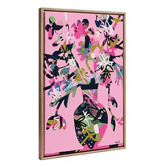 Sylvie Beaded Pinnacle Vase Framed Canvas by Inkheart Designs