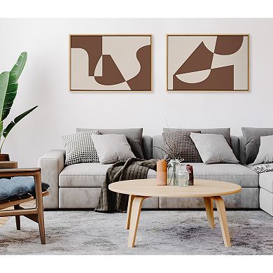 Sylvie Eye Catching Sleek Abstract 4 Brown and Beige Framed Canvas by The Creative Bunch Studio