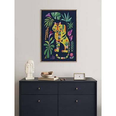 Sylvie Beaded Tiger in the Forest Framed Canvas by Rachel Lee