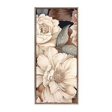 Sylvie Beaded Retro Glam Floral in Muted Color Tones Framed Canvas by The Creative Bunch Studio