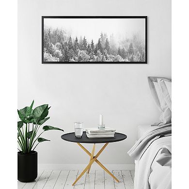 Sylvie Forest On A Foggy Day BW Framed Canvas by The Creative Bunch Studio