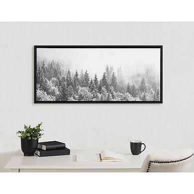 Sylvie Forest On A Foggy Day BW Framed Canvas by The Creative Bunch Studio