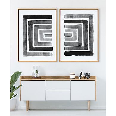 Sylvie MCM Abstract Rainbow Black Framed Canvas by The Creative Bunch Studio