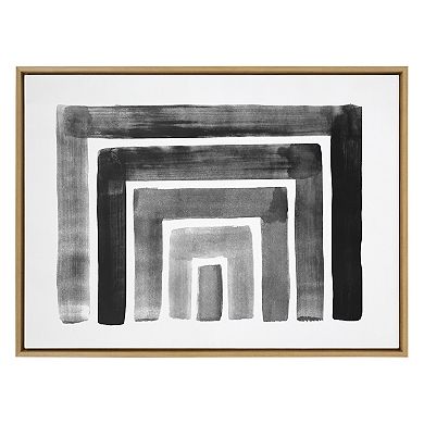 Sylvie MCM Abstract Rainbow Black Framed Canvas by The Creative Bunch Studio