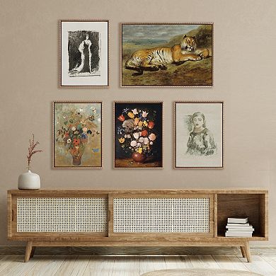 Sylvie Beaded Still Life with Flowers Framed Canvas by The Art Institute of Chicago