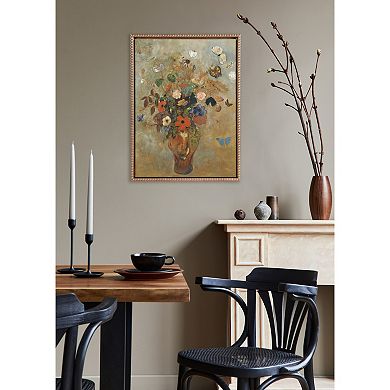 Sylvie Beaded Still Life with Flowers Framed Canvas by The Art Institute of Chicago
