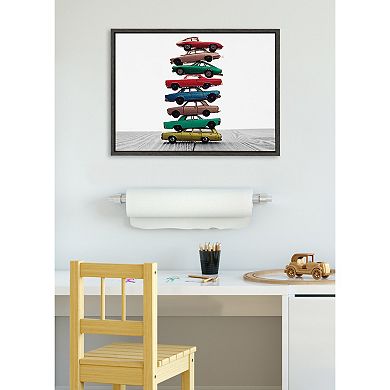Sylvie Stacked Cars Framed Canvas by Saint and Sailor Studios