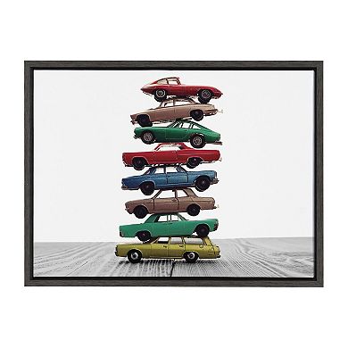 Sylvie Stacked Cars Framed Canvas by Saint and Sailor Studios