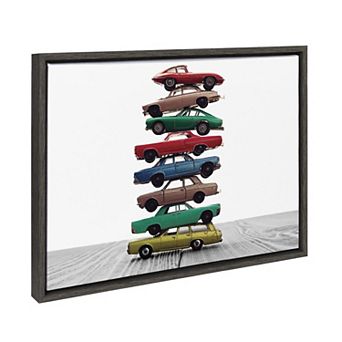 Sylvie Stacked Cars Framed Canvas by Saint and Sailor Studios