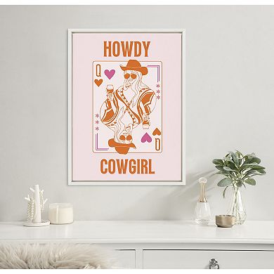 Sylvie Howdy Cowgirl Pink Orange Framed Canvas by Honey Island Studio
