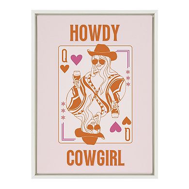Sylvie Howdy Cowgirl Pink Orange Framed Canvas by Honey Island Studio