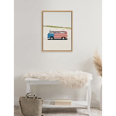 Sylvie Retro Beach Van Framed Canvas by July Art Prints