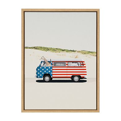 Sylvie Retro Beach Van Framed Canvas by July Art Prints
