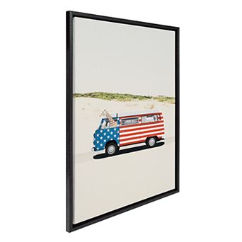 Sylvie Retro Beach Van Framed Canvas by July Art Prints