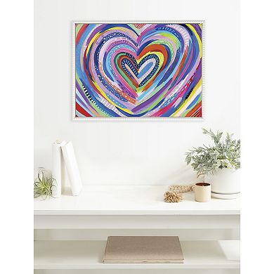 Sylvie Beaded EV Heart Burst 1 Framed Canvas by EttaVee