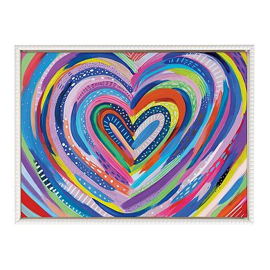 Sylvie Beaded EV Heart Burst 1 Framed Canvas by EttaVee