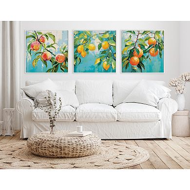 Sylvie Beaded Orange Tree Framed Canvas by The Creative Bunch Studio