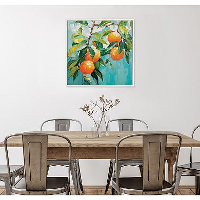 Sylvie Beaded Orange Tree Framed Canvas by The Creative Bunch Studio