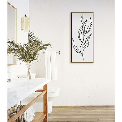 Sylvie Muted Illustrated Botanical Black and White Framed Canvas by The Creative Bunch Studio