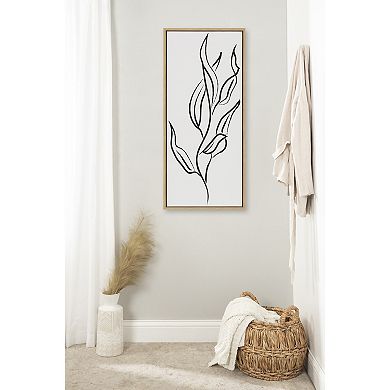 Sylvie Muted Illustrated Botanical Black and White Framed Canvas by The Creative Bunch Studio