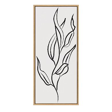 Sylvie Muted Illustrated Botanical Black and White Framed Canvas by The Creative Bunch Studio