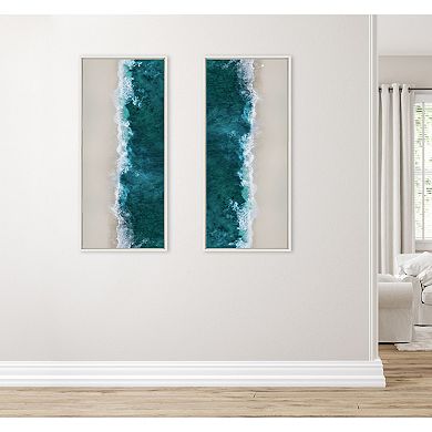 Sylvie Waves Crashing on the Beach Framed Canvas by The Creative Bunch Studio