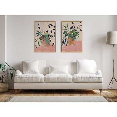 Sylvie Wild Foliage lI Neutral Linen Framed Canvas by Nikita Jariwala