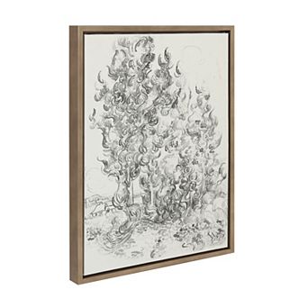 Sylvie Vincent van Gogh Cypresses 1889 BW Framed Canvas by The Art Institute of Chicago