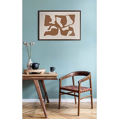 Sylvie Distorted Shapes of Brown and Tan Framed Canvas by The Creative Bunch Studio