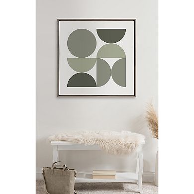 Sylvie Bold Vintage Geometric Nourishing Greens Framed Canvas by The Creative Bunch Studio