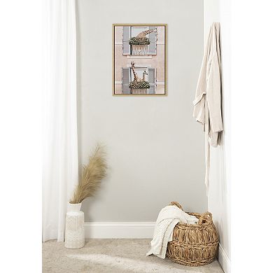 Sylvie Giraffe Neighbors Framed Canvas by July Art Prints
