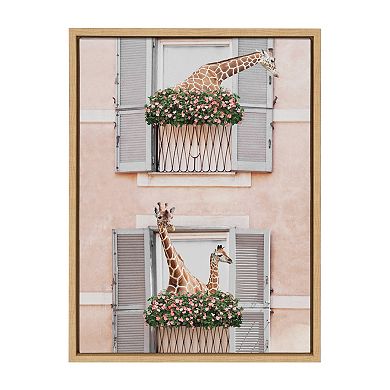 Sylvie Giraffe Neighbors Framed Canvas by July Art Prints