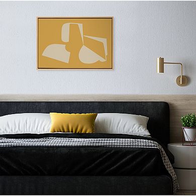 Sylvie Eye Catching Sleek Abstract 3 Yellow and Tan Framed Canvas by The Creative Bunch Studio