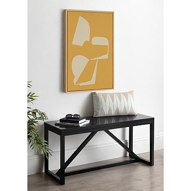 Sylvie Eye Catching Sleek Abstract 3 Yellow and Tan Framed Canvas by The Creative Bunch Studio