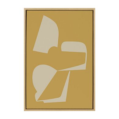 Sylvie Eye Catching Sleek Abstract 3 Yellow and Tan Framed Canvas by The Creative Bunch Studio