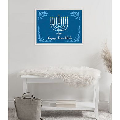 Sylvie Happy Hanukkah Framed Canvas by Jessi Raulet of Ettavee