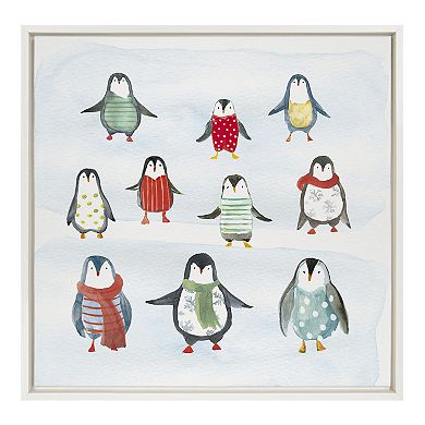 Sylvie Friend Zone Winterwonder Penguins Framed Canvas by House of Turnowsky