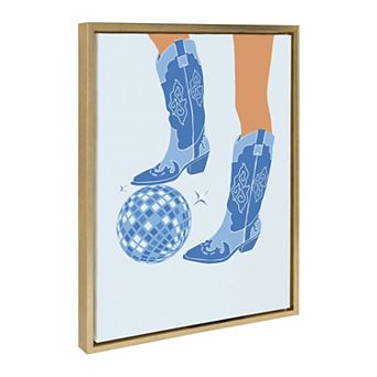 Sylvie Disco Cowgirl Blue Framed Canvas by Honey Island Studio