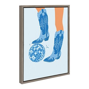 Sylvie Disco Cowgirl Blue Framed Canvas by Honey Island Studio