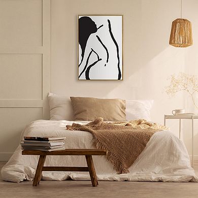 Sylvie Timeless Feminine Figural Drawing 2 Framed Canvas by The Creative Bunch Studio
