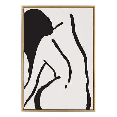 Sylvie Timeless Feminine Figural Drawing 2 Framed Canvas by The Creative Bunch Studio